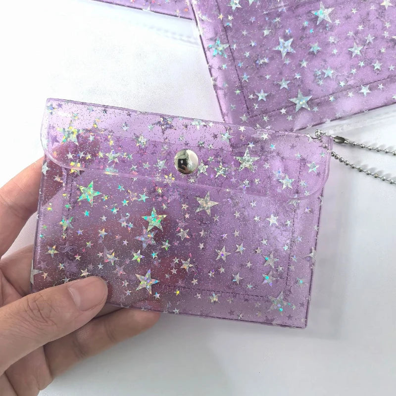Transparent Laser Star Card Bag Mini Cute Wallet for Women Credit Card Holder Purse