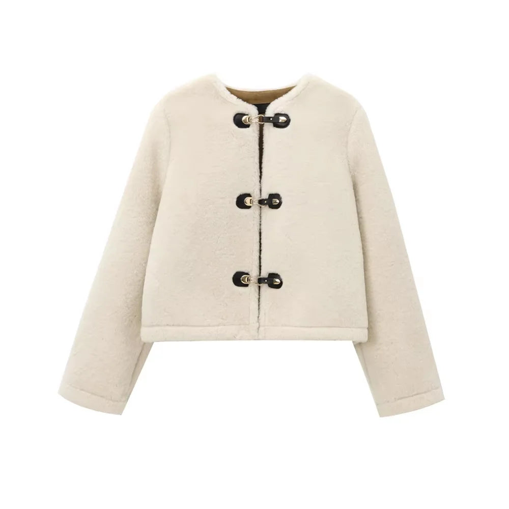Elegant Faux Fur Toggle Coat
