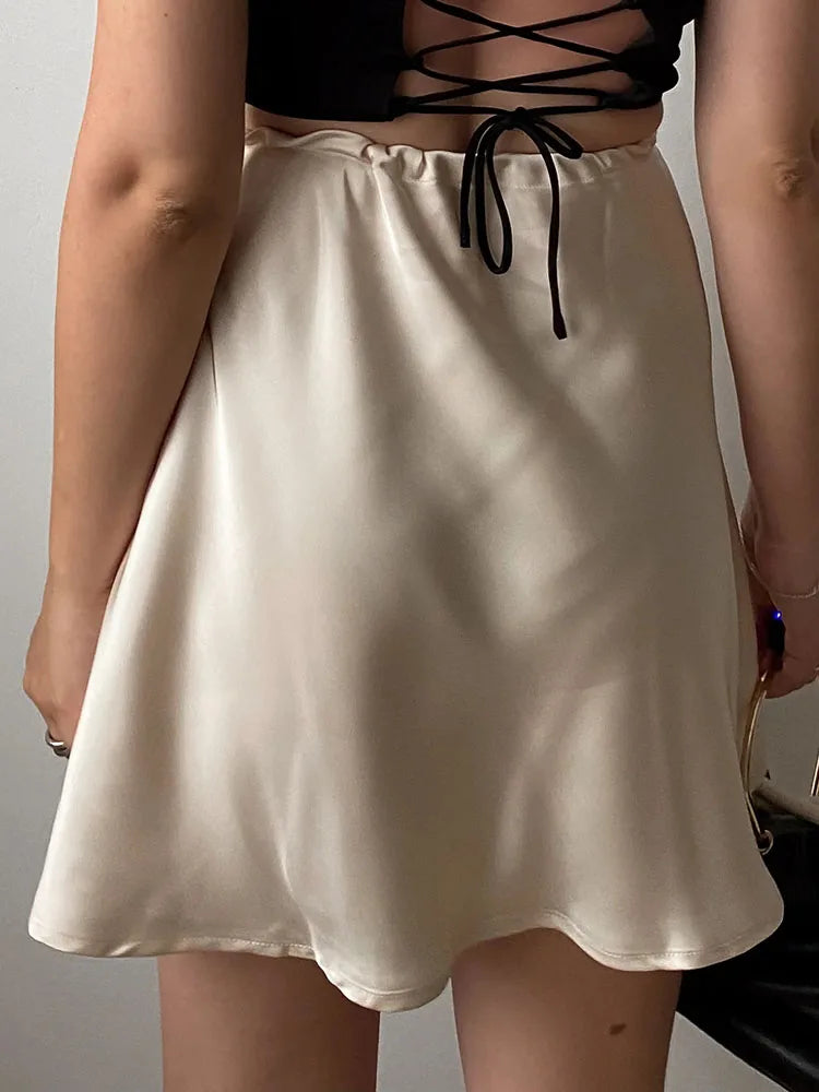 Satin Mini Skirt – Women's Elegant A-Line