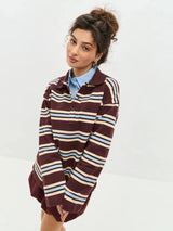 Vintage Striped Oversized Polo Shirt
