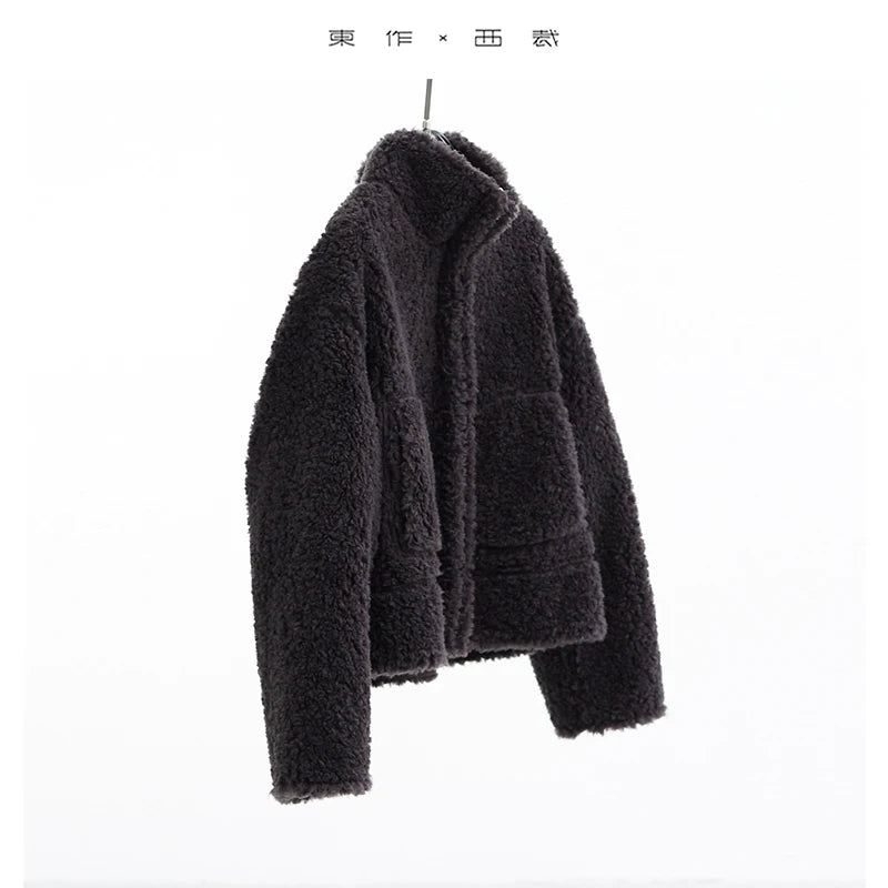 Teddy Style 100% Wool Coat~Women's Short Lazy Style Loose Jacket Autumn and Winter New Model 2025 Faux Fur