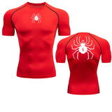 Spider Print Compression Shirts for Men Gym Workout Fitness Undershirts Short Sleeve Quick Dry Athletic T-Shirt Tops Sportswear