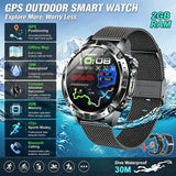2026 Offline Map New Smart Watch 3ATM Waterproof GPS Navigation Compass Altimeter Flashlight Men 170+ Sports Bracelet Men Women