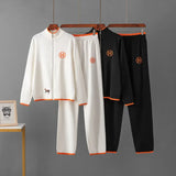USA-Made Luxury Wool 2-Piece Set: Embroidered Horse Knit Jacket & Pants