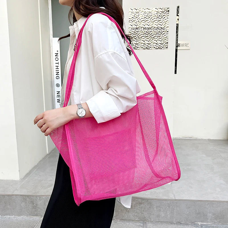 Women's Mesh Tote Bag for Beach & Shopping