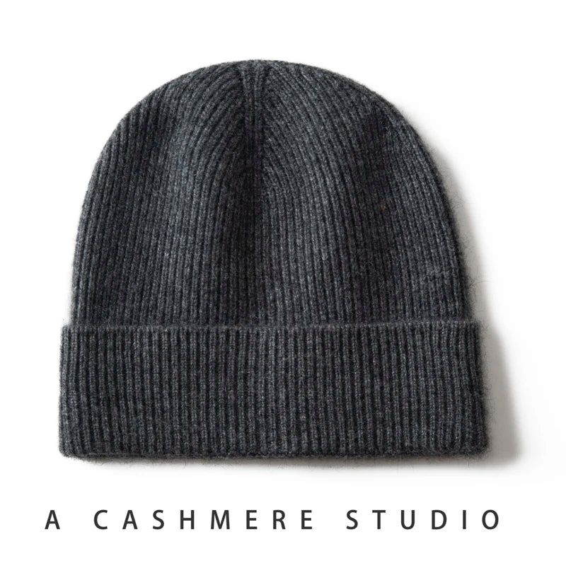 MERRILAMB Men's Pure Cashmere Ribbed Beanie | Soft & Warm