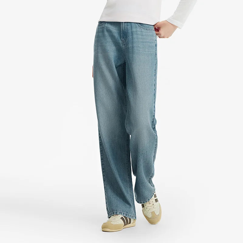 Women's Soft Denim Mid-Rise Wide-Leg Jeans