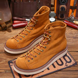 KOWM cow leather Hiking shoes Brown trekkin boots men  low cut workwear big toe shoes trendy casual ankle shoes walking sneakers