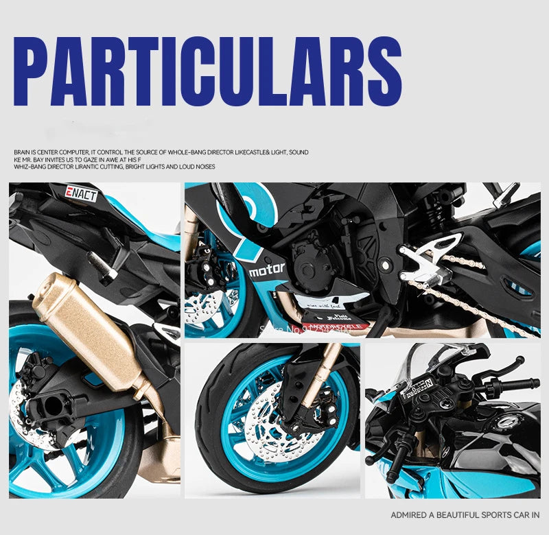 1/12 Yamaha R1M Toy Motorcycle Model Alloy Diecast with Shock Absorption Simulation Scale Motorcycle Model Toys for Kids Gifts
