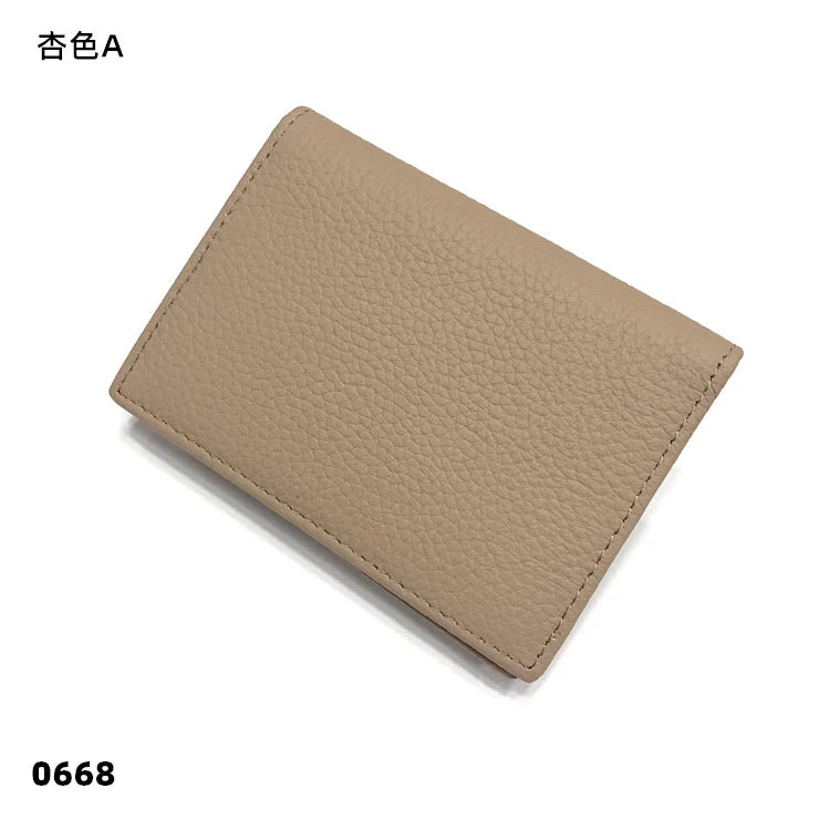 Dropshipping Custom Name Genuine Leather Men Women Business Card Holder Bifold Credit Card Case With ID Window