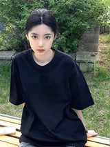 Cyan 400g Heavyweight Cotton Short-sleeved T-shirt Summer Small Neckline Loose Thick Impermeable Men and Women Tees