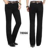Male Bell Bottom Denim Trousers Slim Black Boot Cut Jeans Men's Clothing Casual Business Flares Pants