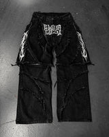 Y2K Patchwork Stripe Fur-Trim Jeans