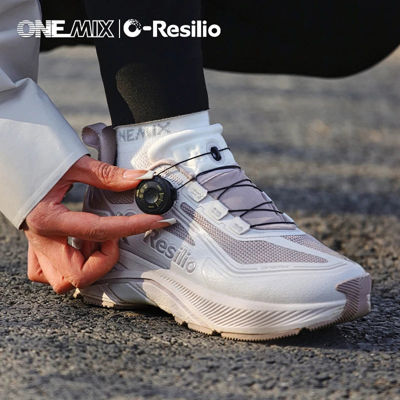 ONEMIX Outdoor Running Sneakers Men Elastic Trail Shoes Lightweight Breathable Women Sneakers Couple Casual Waterproof Shoes