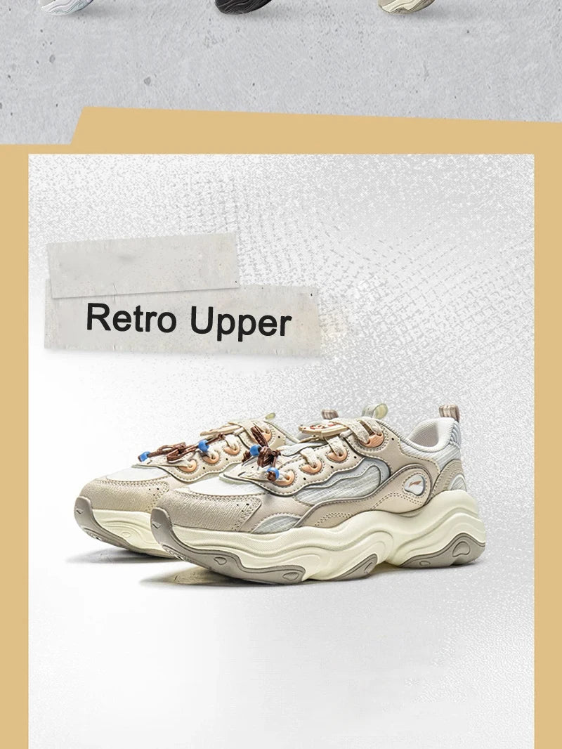 Li-Ning Women's MIA Lifestyle Shoes Wearable Reflective Retro Thick Heel Sports Shoes LiNing Classic Casual Sneakers AGCV276