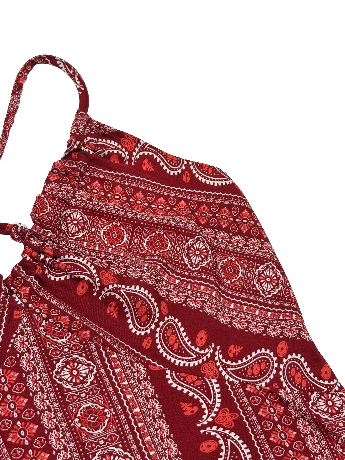 Boho Ethnic Frill Trim Maxi Dress