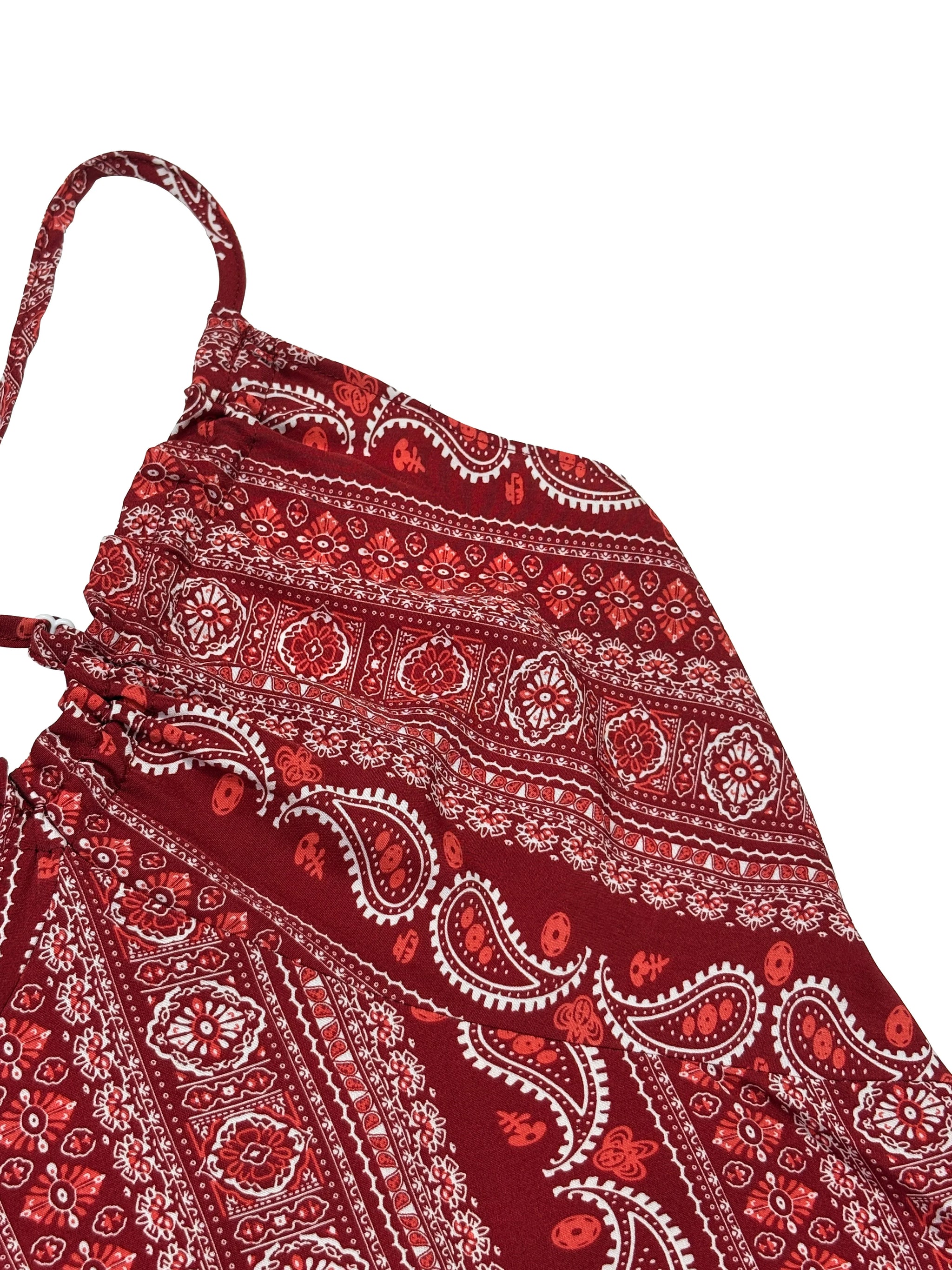 Boho Ethnic Frill Trim Maxi Dress