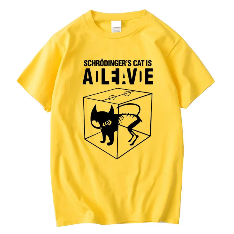 Men's T-shirt Top Quality Cotton Schrodinger's Cat Print Summer Short Sleeve Men T Shirt Casual The Big Bang Theory Mens Tshirt