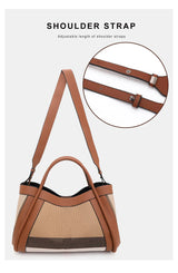 Aidrani  New retro checkered women's handbag, large capacity luxury bag, canvas genuine leather bag
