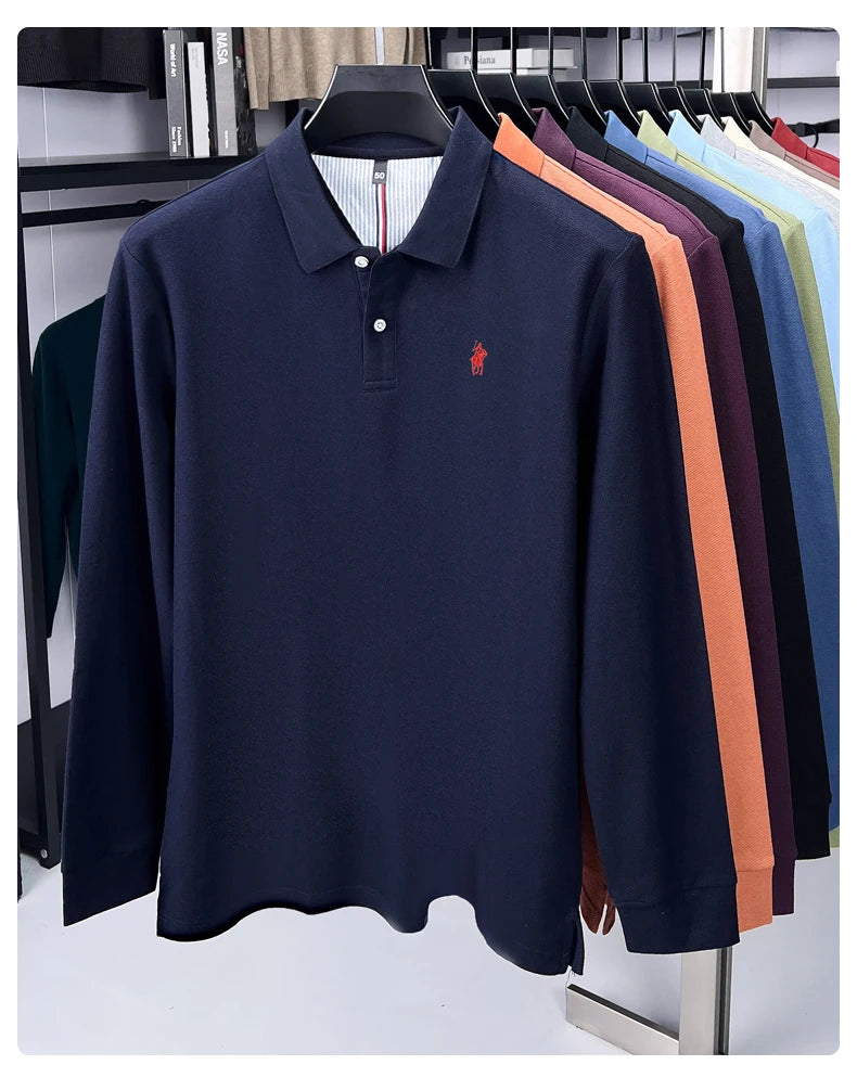 Premium Cotton Embroidered Long Sleeve Polo Shirt