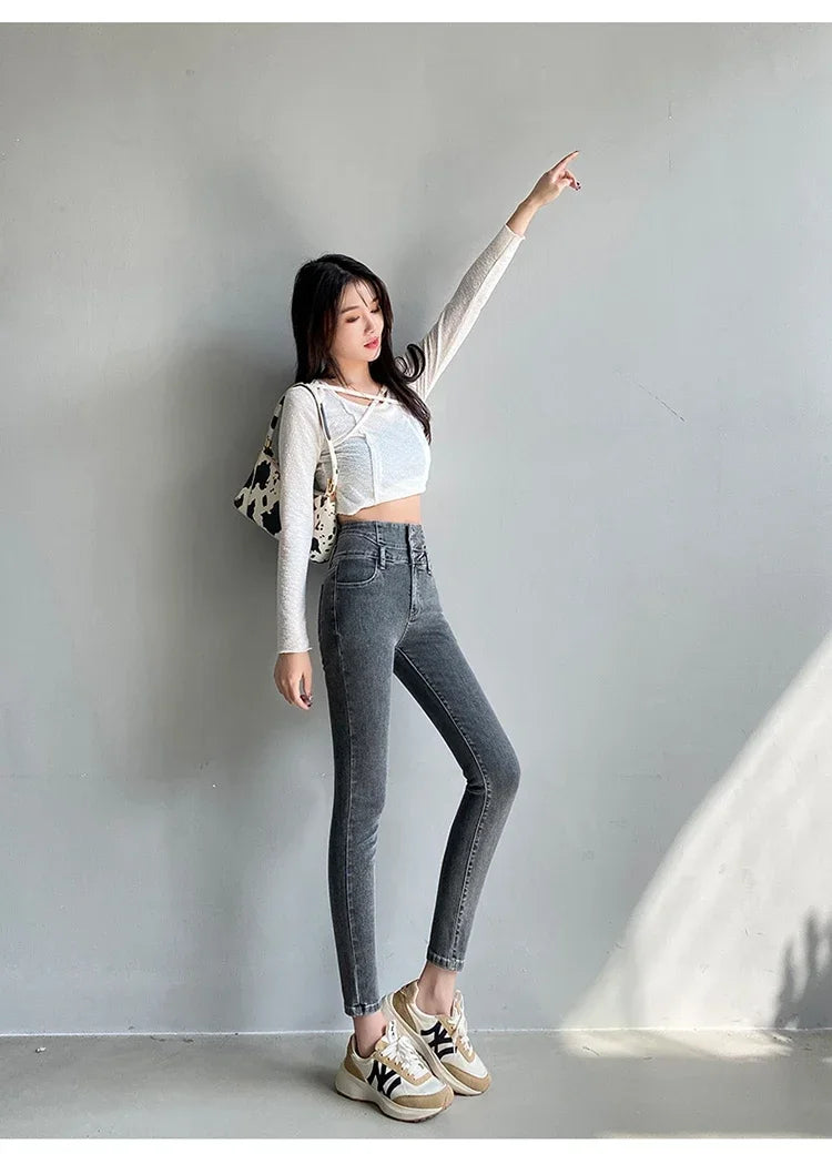 Women's High Waist Stretch Jeans – Slim Denim Pants