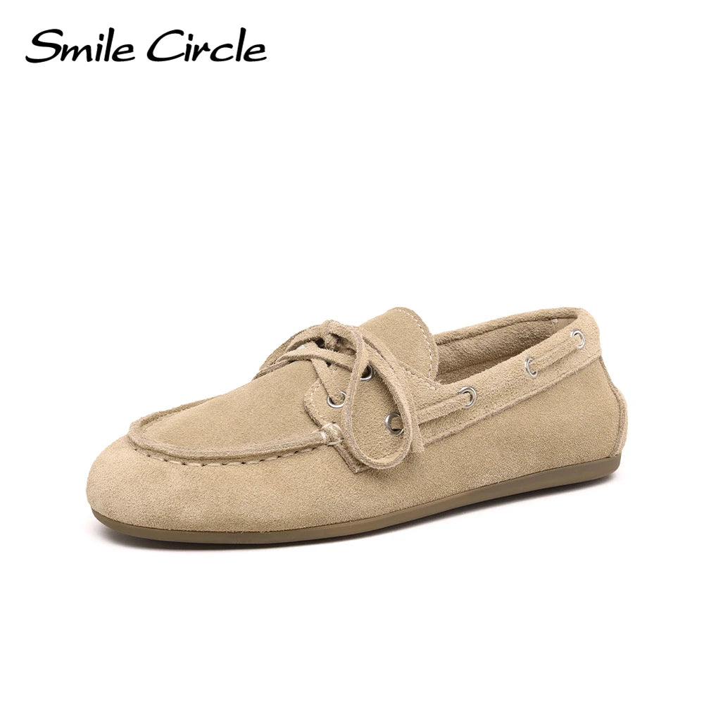 Women's Genuine Leather Moccasin Boat Shoes | Elegant Flats