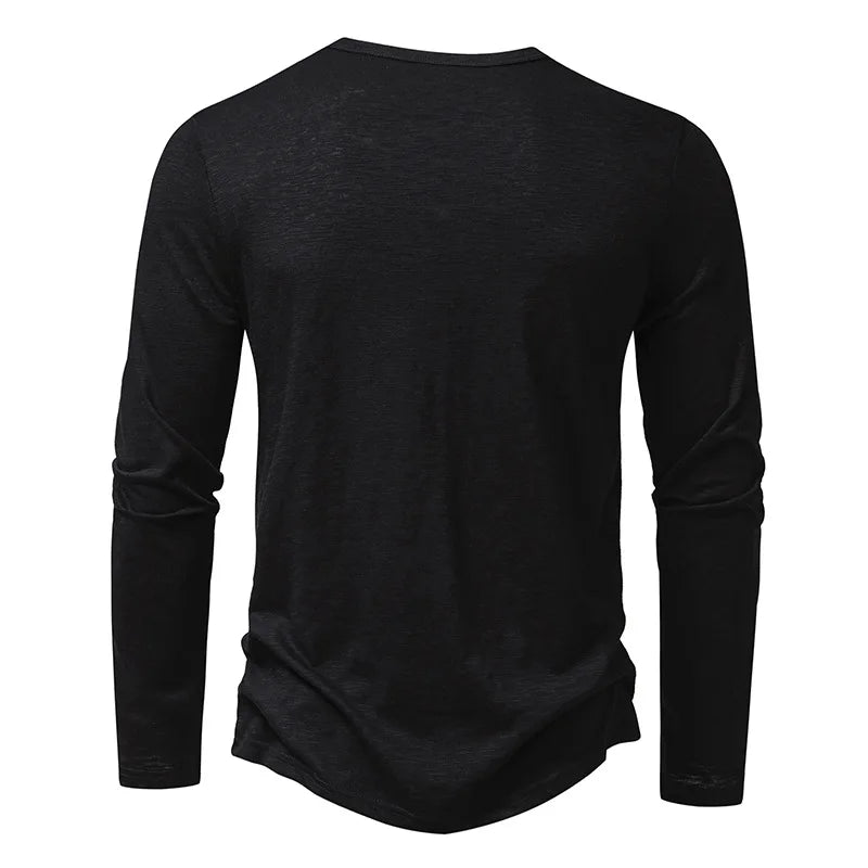Men's Cotton Henley Long Sleeve Shirt
