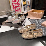 Rhinestone Mary Jane Mesh Ballet Flats