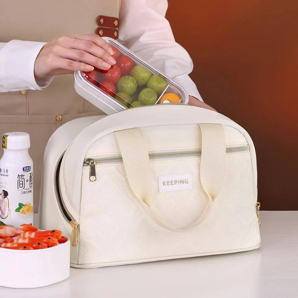 Portable Lunch Bag for OL Women Thermal Insulated Lunch Box Tote Cooler Handbag Waterproof Bento Pouch Office Food Shoulder Bags