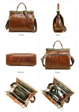 CONTACT'S Genuine Leather Top Handle Bags for Women Sling Shoulder Bags Tote Bag Handbags Metal Frame Female Bags Office Ladies