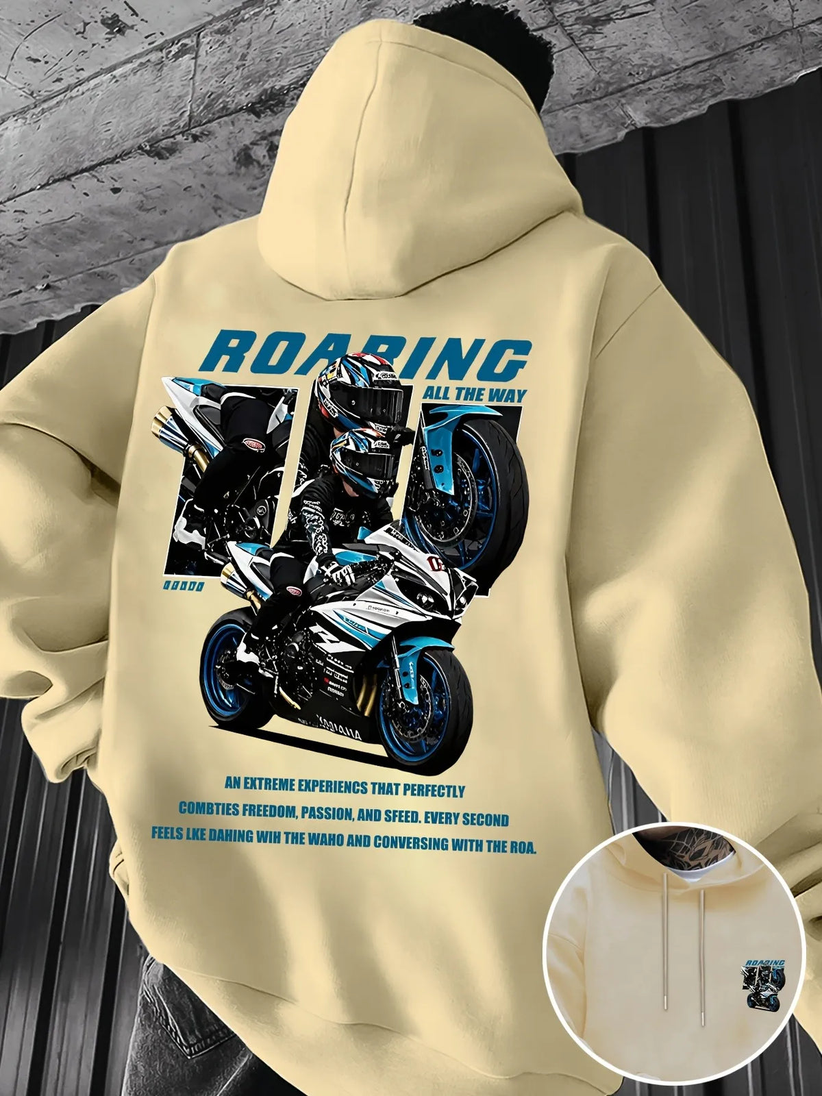 2026 Autumn/Winter New Style Street Casual Simple Fashion Comfortable 3D Motorcycle Pattern Printed Men's Hooded Sweatshirt