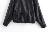 HH 2026 Women Trend Pu Leather Black Coats Stand Collar Long Sleeve Zipper Jacket Woman Fashion Vintage High Street Pu Jackets