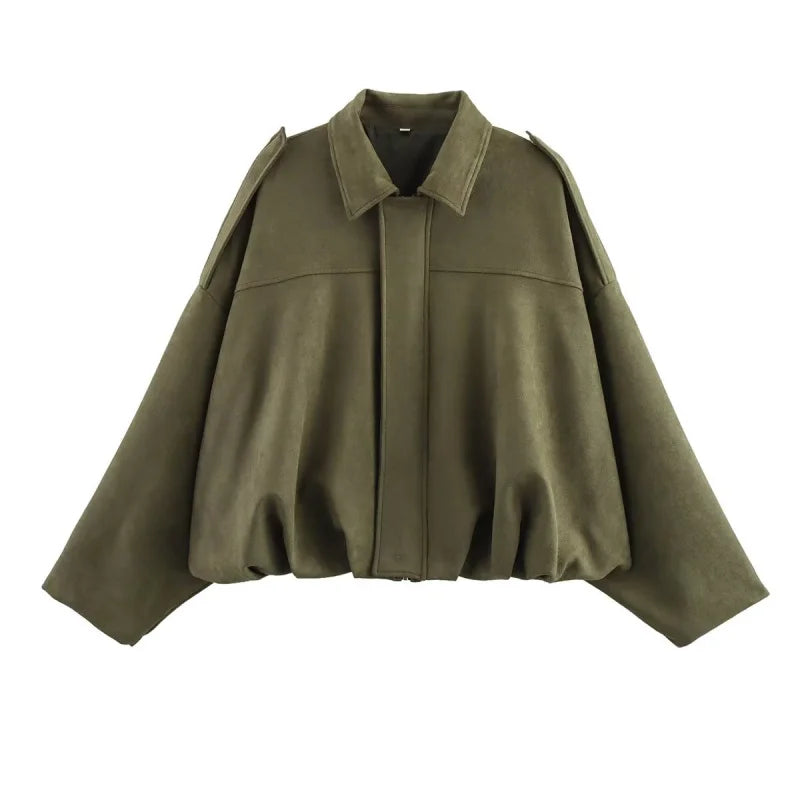 ETJ Women's Suede Lapel Shoulder Jacket – Spring 2026