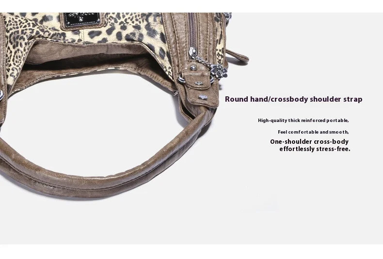 Women Handbags Leopard Bag Top-handle Handbag Fashion Satchel Dumpling Pack Shoulder Bag Tote Bag Hobos Large Purse