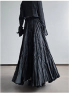 UMI MAO Irregular Fold Maxi Skirt – Elegant A-Line