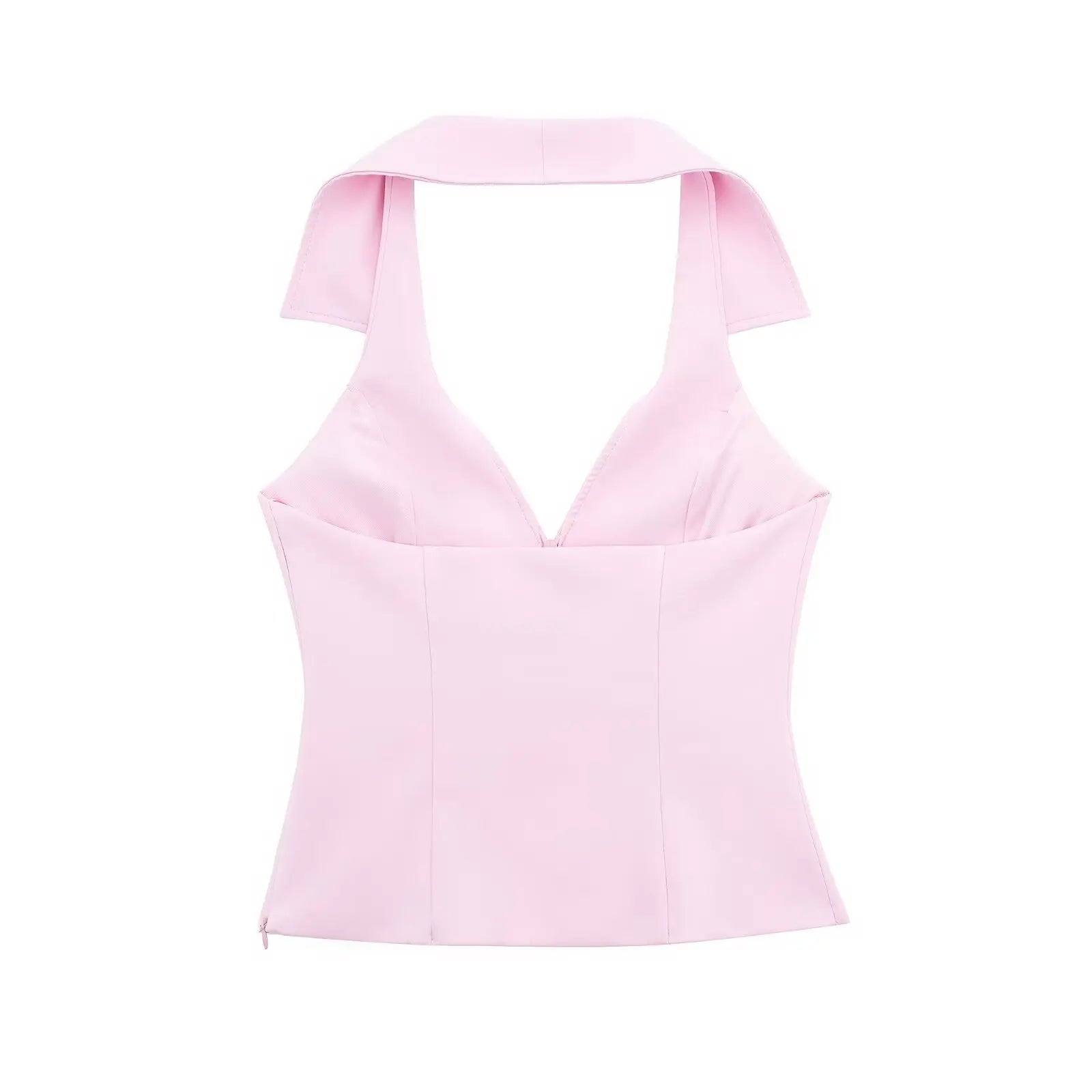 Women Summer 2 Piece Set High Waist Back Pocket Mini Skirts Shorts Sexy V-Neck Sleeveless Backless Suspender Zipper Top