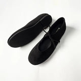 Round Toe Mary Jane Flats with Butterfly Knot