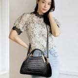 Alligator Patent Leather Shoulder Crossbody Hand Bags for Women Brand Luxury Handbags Women Bags Designer Hobos Two Layers Sac