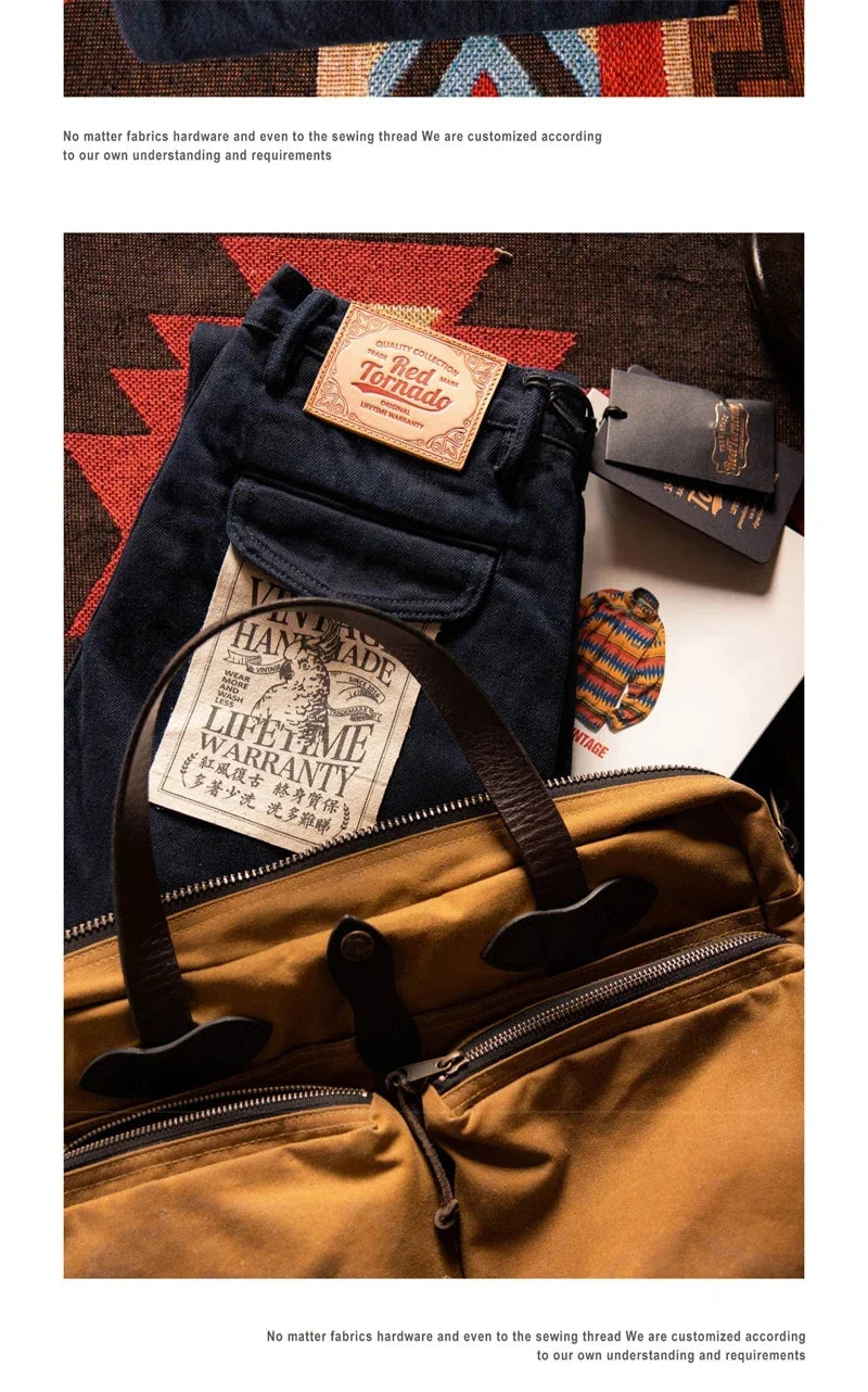 Red Tornado Officer Trousers – 14oz Indigo Selvedge Denim
