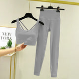 TRY TO BN 2 Piece Yoga Set Women's Tracksuit Sports Bra High Waist Leggings Tummy Control Squat Proof Workout Outfit Gym Clothes