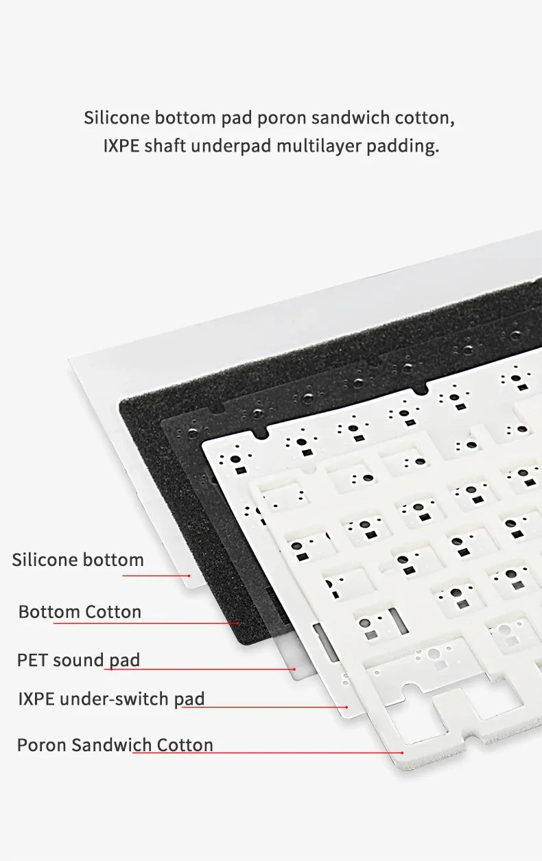 AJAZZ AK820 Wireless Gaming Keyboard, GASKET Structure, RGB Backlight, 5-Layer Sound Dampening Foam, PBT Keycaps