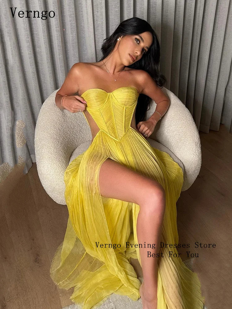 Verngo Chiffon Off-Shoulder Evening Gown | A-Line Formal Dress