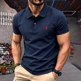 Men's 100% Cotton Polo Shirt — Embroidered Short Sleeve Golf Top
