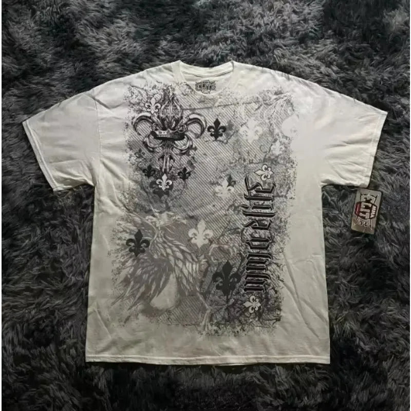 Men's Affliction Style Y2K Graphic Tee – Double-Sided Print