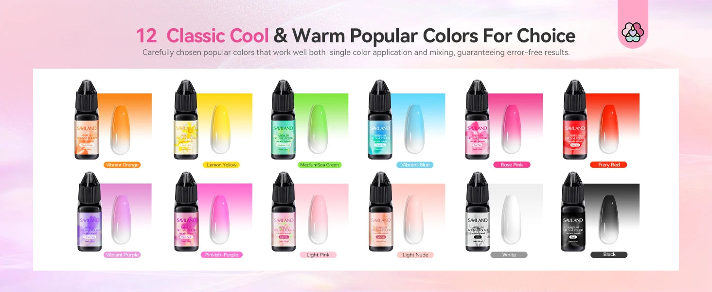 Saviland 12-Color Airbrush Gel Nail Polish Set