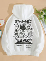 Cat Print Fleece Hoodie – Relaxed Unisex Fit