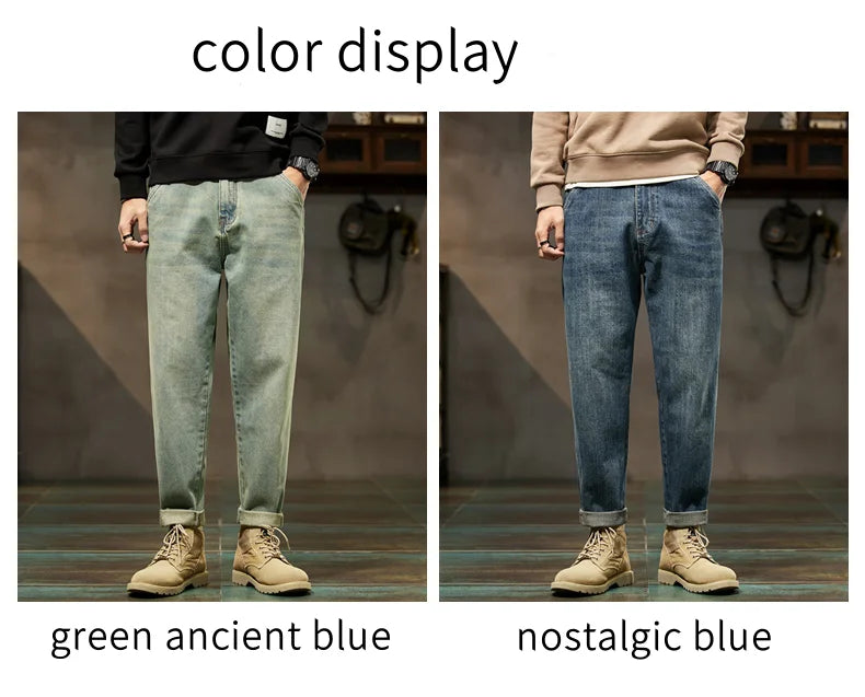 Men’s Retro Relaxed-Fit Cotton Harem Jeans