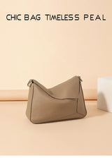 Pure 100% Cowhide Leather Women's Geometric Solid Color Shoulder Bag For Ladies Large Capacity Pillow Crossbody Handbag Luxury