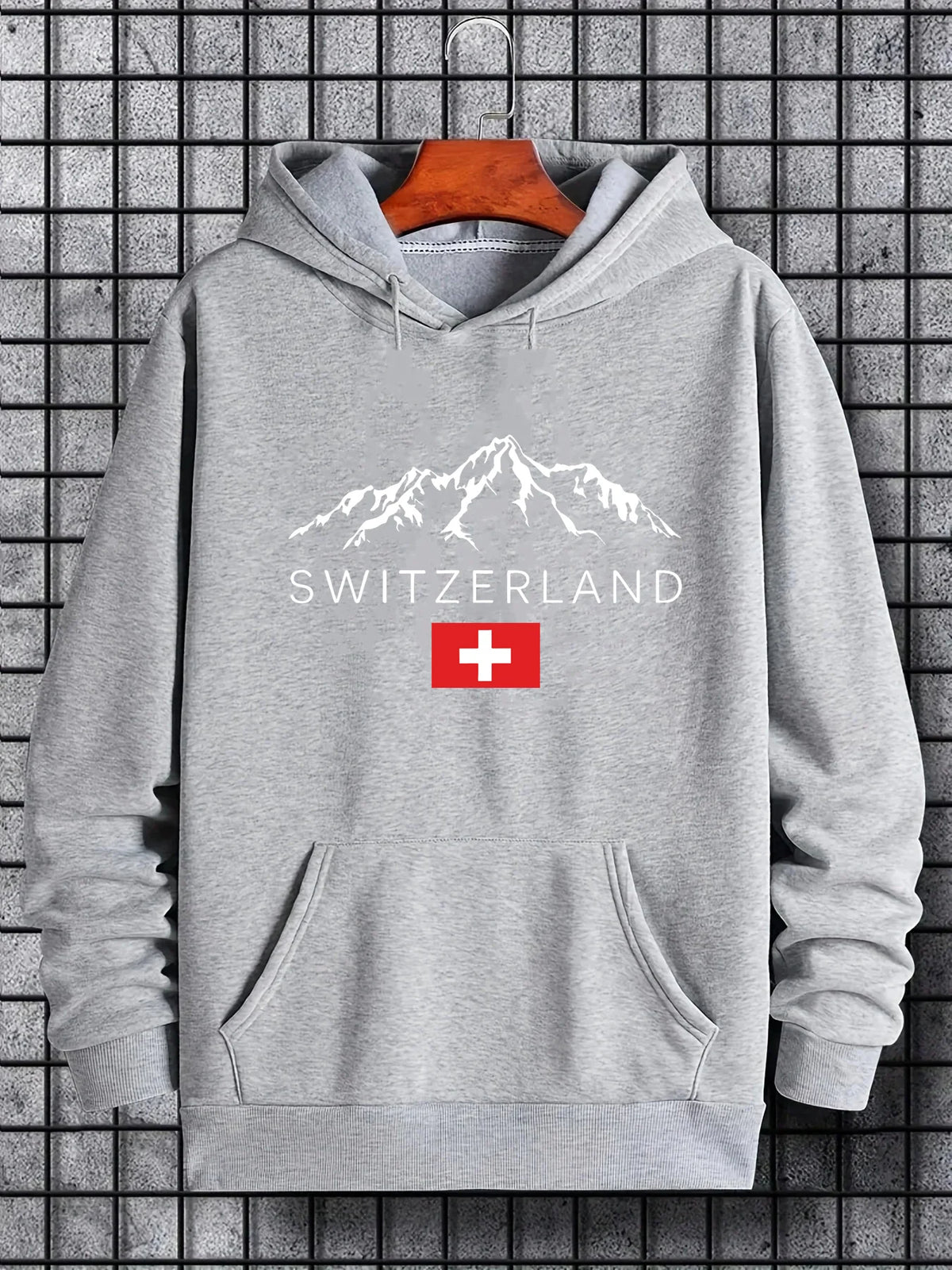 Men's Mountain Print Fleece Hoodie