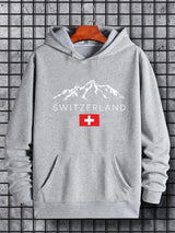 Men's Mountain Print Fleece Hoodie